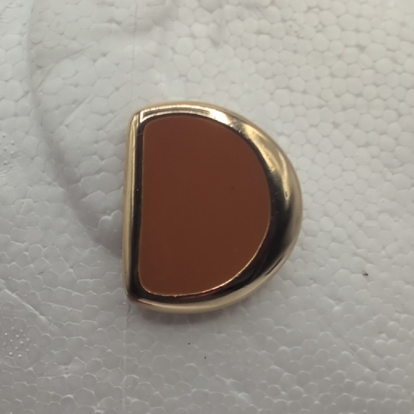 Jewelry - Orange And Gold Toned Half Circle Button  Stud Earrings